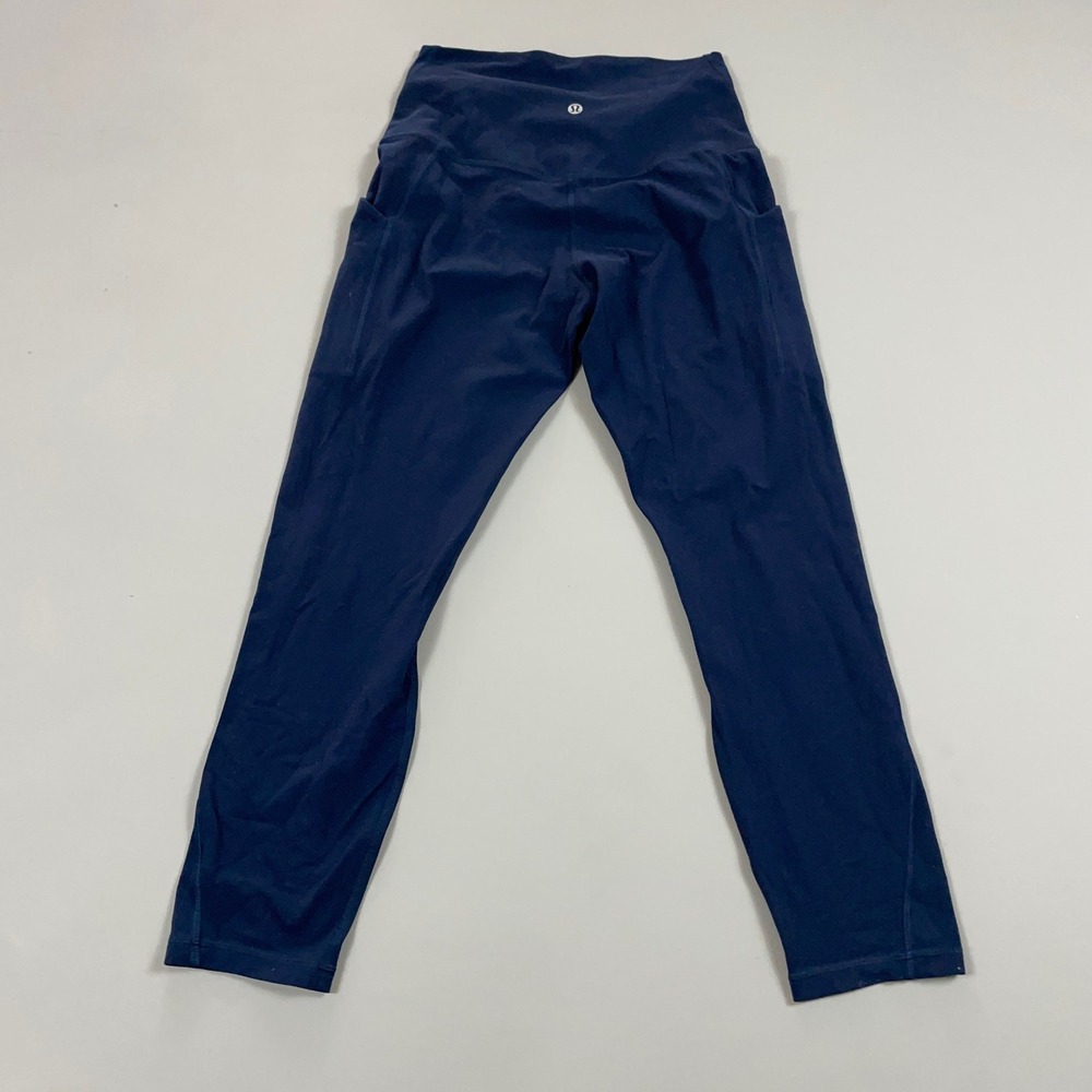 Lululemon Navy Blue High Rise Athletic Leggings with Pockets Womens Size 6